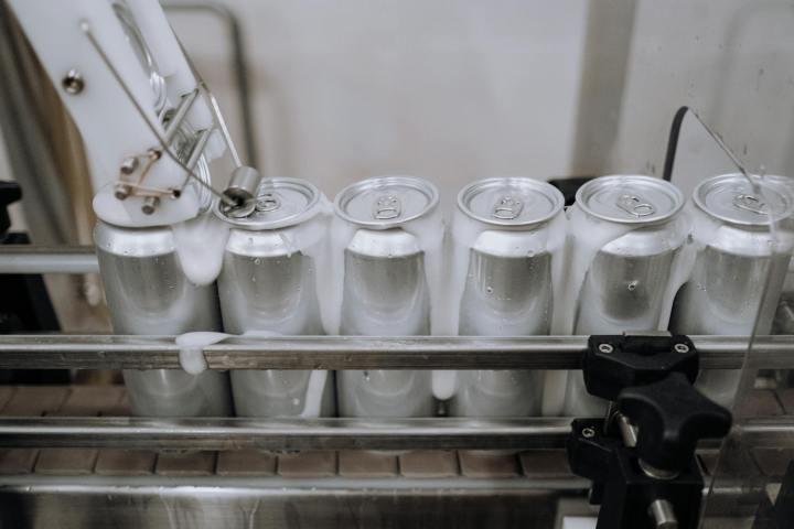 cans of beer in the production line