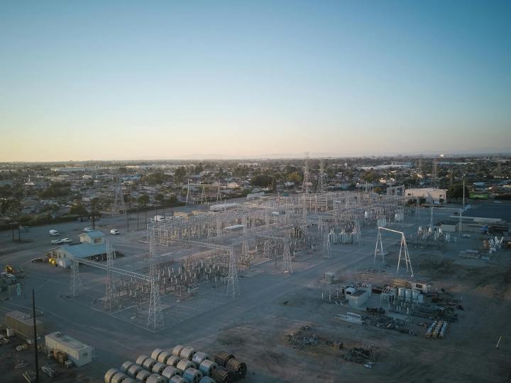 aerial footage of a power plant