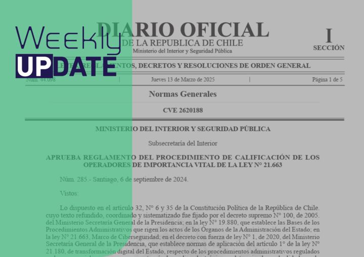 [Weekly Update] Fijan criterios para designar a operadores de importancia vital